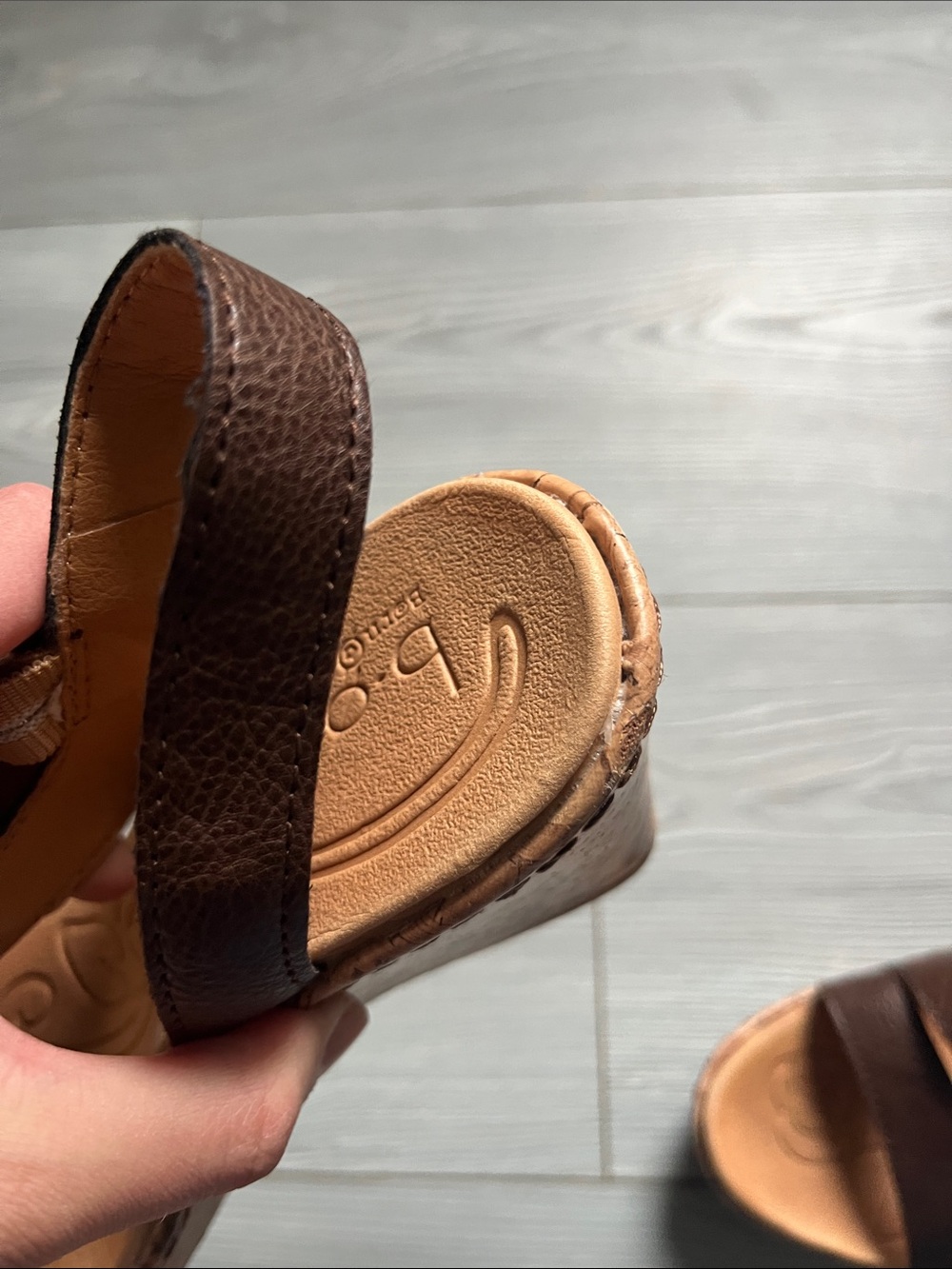 b.o.c. Dark Brown Leather Strappy Wedge Sandals - Picture 3 of 6